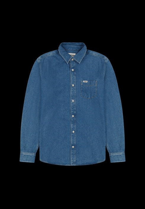 Wrangler Men's 1 Pocket Shirt In Dark Stone